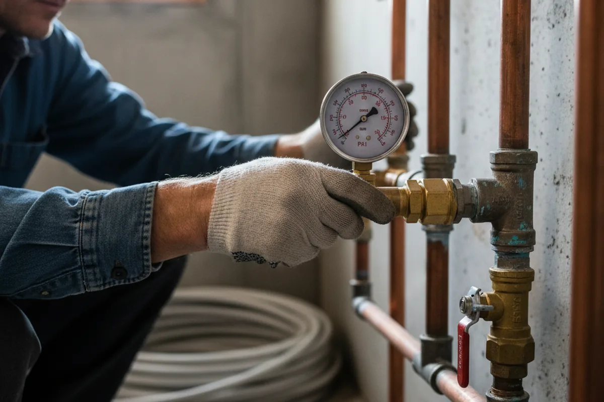 Pressure testing a repaired line during Water Line Repair in Meredosia